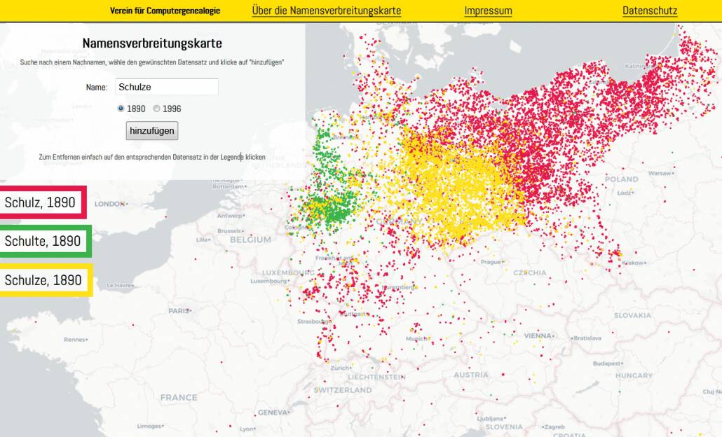 Verbreitungskarten für Namen • Verein für Computergenealogie e.V. (CompGen)