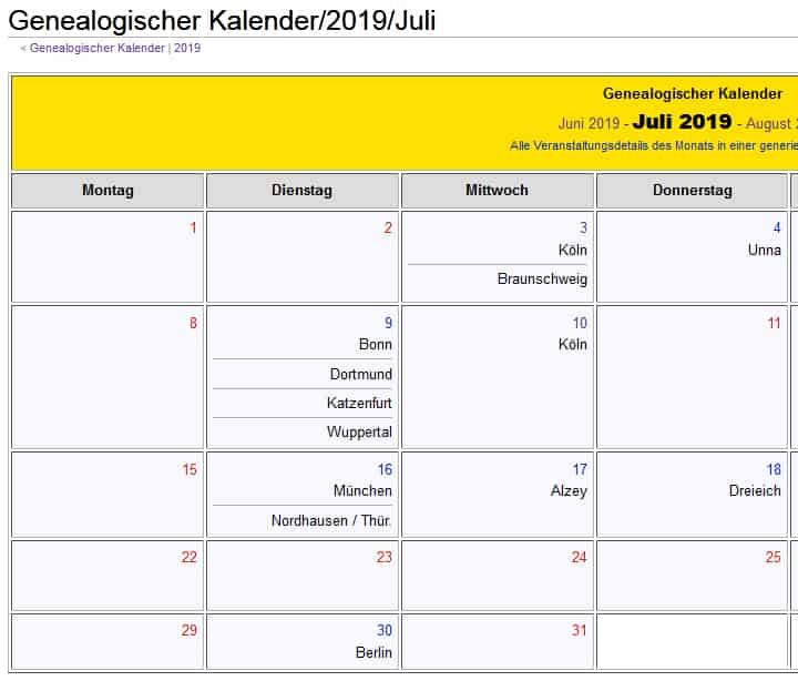 Genealogischer Kalender