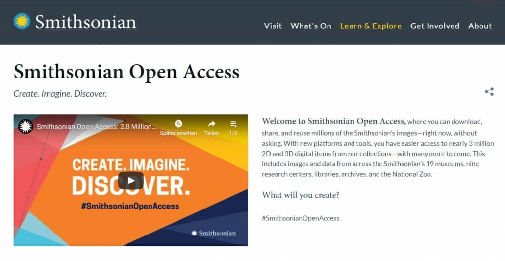 Bilddatenbank "Smithsonian Open Access"