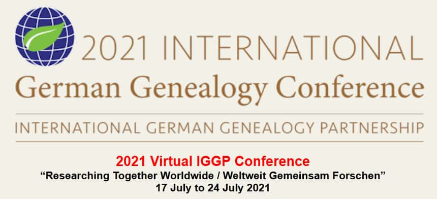 Ankündigung der International German Genealogy Conference 2021 - IGGC 2021