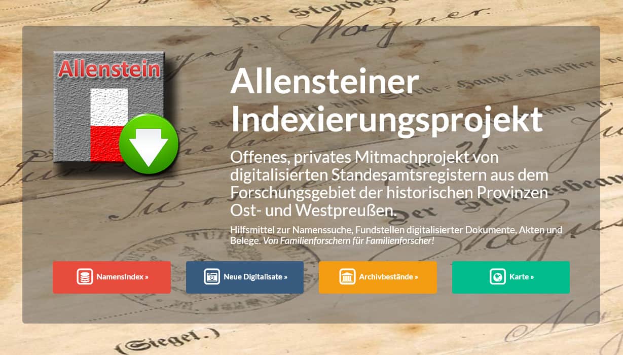 Allensteiner Indexierungsprojekt an die Compgen-Metasuche angeschlossen ...