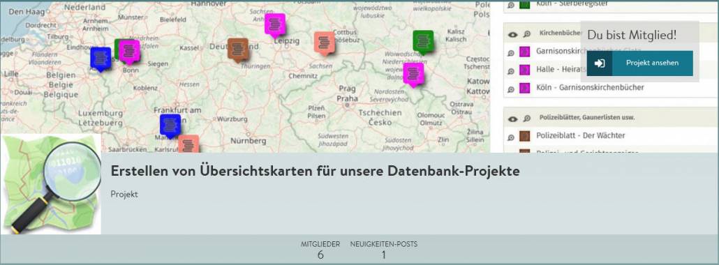 Übersichtskarten für unsere CompGen-Datenbanken