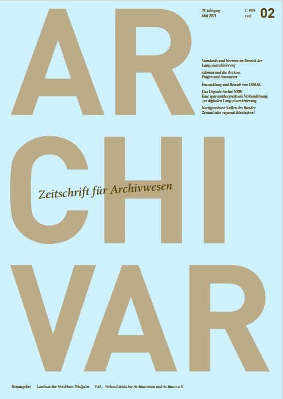 Titelseite des ARCIVAR 2/2021. Thema: Digitale Langzeitarchivierung