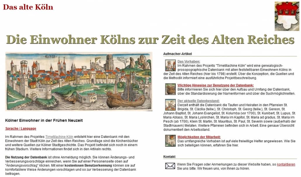 Die Kölner Bürger auf der website "Altes Köln"