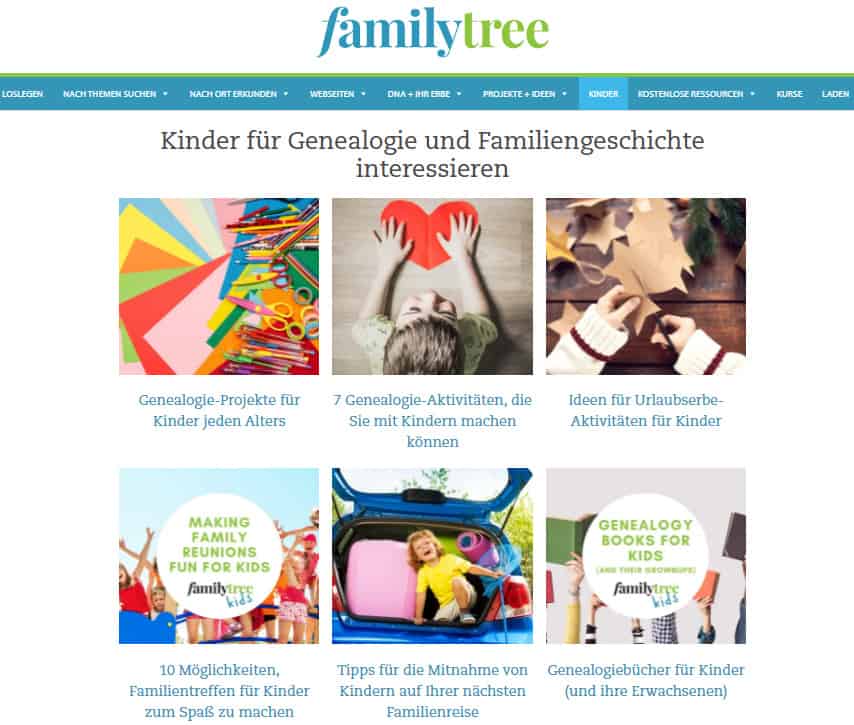 Projektvorschläge für Familienforschung mit Kindern von familytree