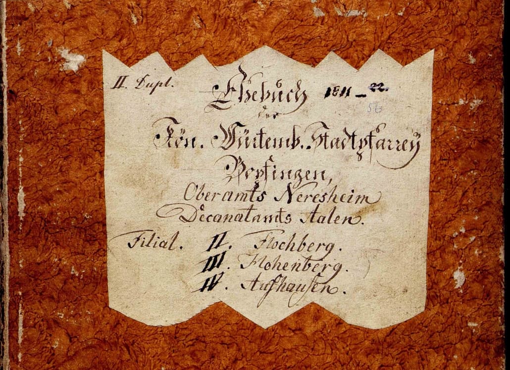 Titel des Eheregisters der Stadtpfarrei Bopfingen 1811-1856