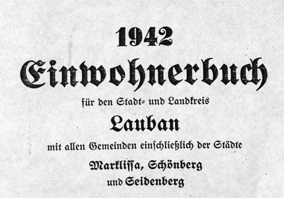 In der Adressbücher-Erfassung: Das Einwohnerbuch Lauban