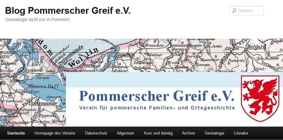 Die Blog-Seite in der Internet-Präsenz des Pommerschen Greif e.V.