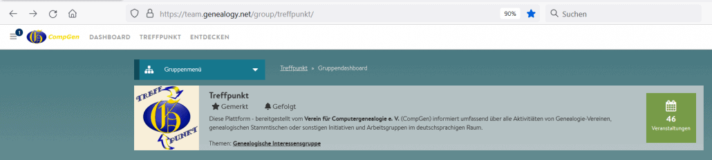 CompGen-TreffPunkt mit Terminen und Beschreibungen von Genealogie-Veranstaltungen