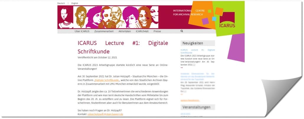 Screenshot der ICARUS Lecture #1: Digitale Schriftkunde