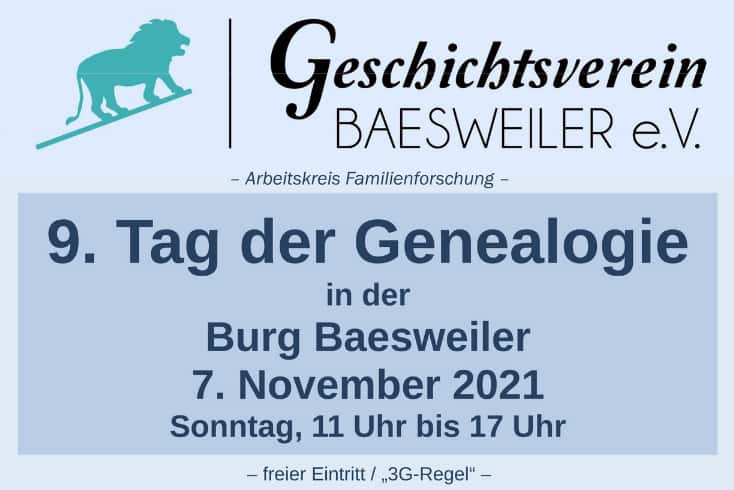  9. Tag der Genealogie in der Burg Baesweiler am 7.11.2021 