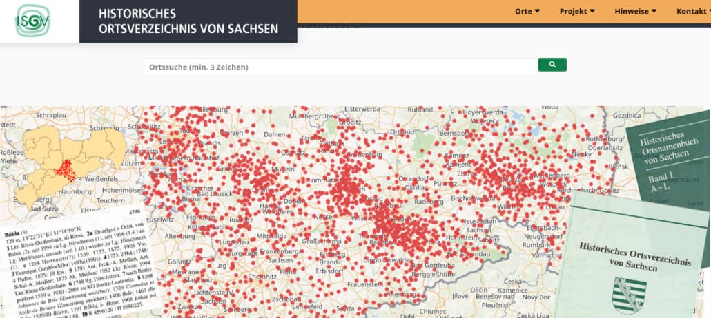 Startseite Historisches Ortsverzeichnis von Sachsen