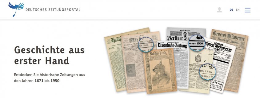 Das Deutsche Zeitungsportal bietet historische Zeitungen als Quelle für Historiker und Familienforscher