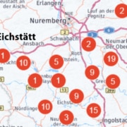 Karte der Pfarreien des Bistums Eichstätt