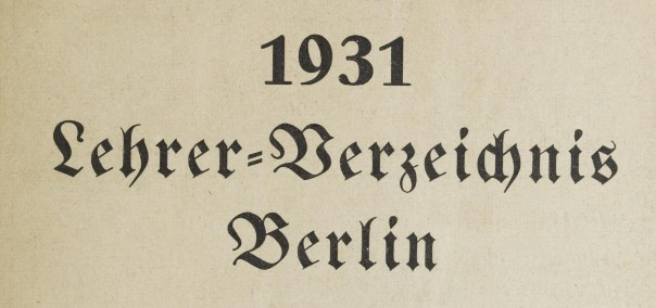 Lehrerverzeichnis Berlin 1931 