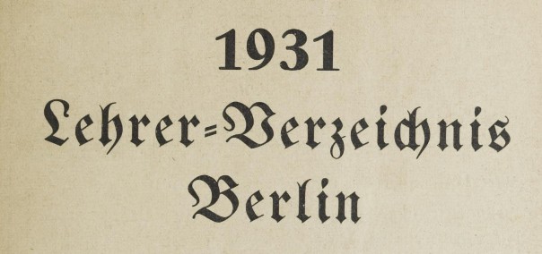 Lehrerverzeichnis Berlin 1931