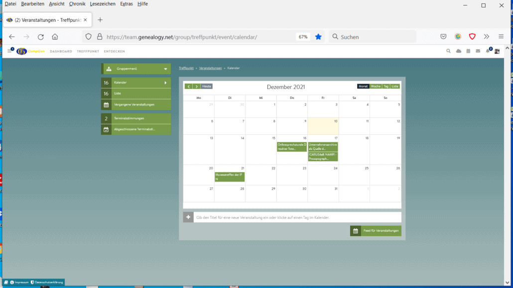 CompGen-TreffPunkt-Kalender Dezember 2021