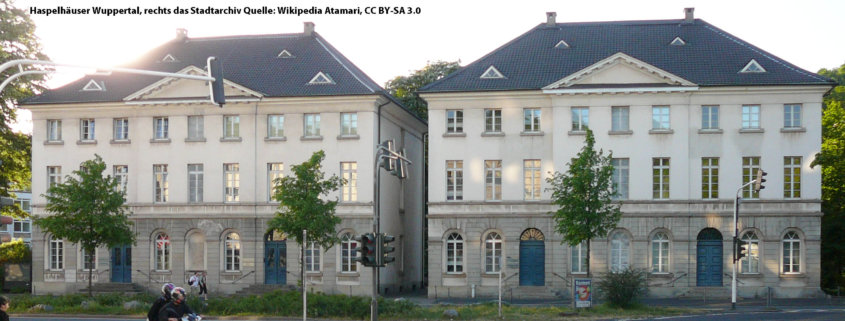Haspelhäuser Wuppertal, rechts das Stadtarchiv Quelle: Wikipedia Atamari, CC BY-SA 3.0