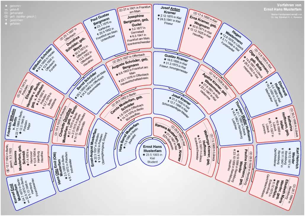 Stammbaumdrucker Beispiel-Grafik für ein Fächerdiagramm