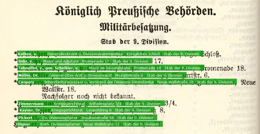Adressbuch für Militär und Zivilbehörden in Breslau 1913