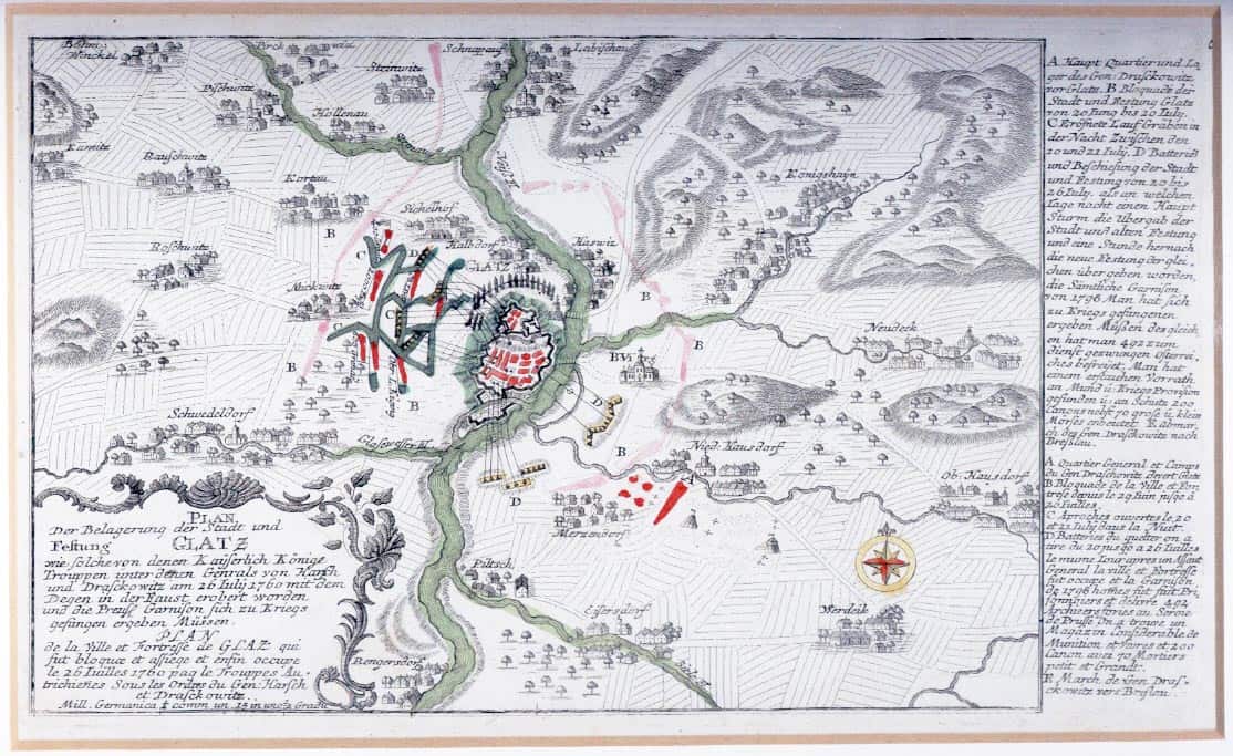 Plan der Belagerung der Stadt und Festung Glatz 1760