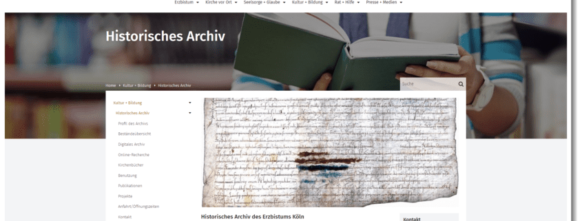 Historisches Archiv des Erzbistums Köln (website)