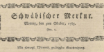 Schwäbischer Merkur,Nr. 1 vom 3. Oktober 1785