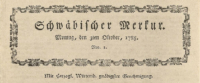 Schwäbischer Merkur,Nr. 1 vom 3. Oktober 1785