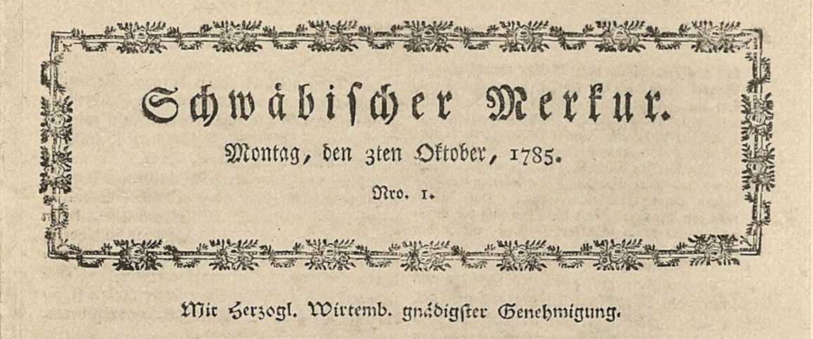 Schwäbischer Merkur,Nr. 1 vom 3. Oktober 1785