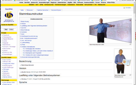 Wiki-Seite zum Genealogie-Programm Stammbaumdrucker