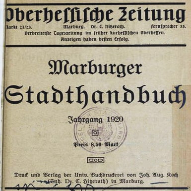 Adressbuch Marburger Stadthandbuch 1920
