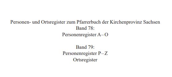 Personen- und Ortsregister zum Pfarrerbuch der Kirchenprovinz Sachsen