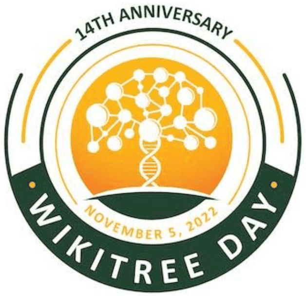 Logo zum 14. Geburtstag der WikiTree-Gemeinschaft