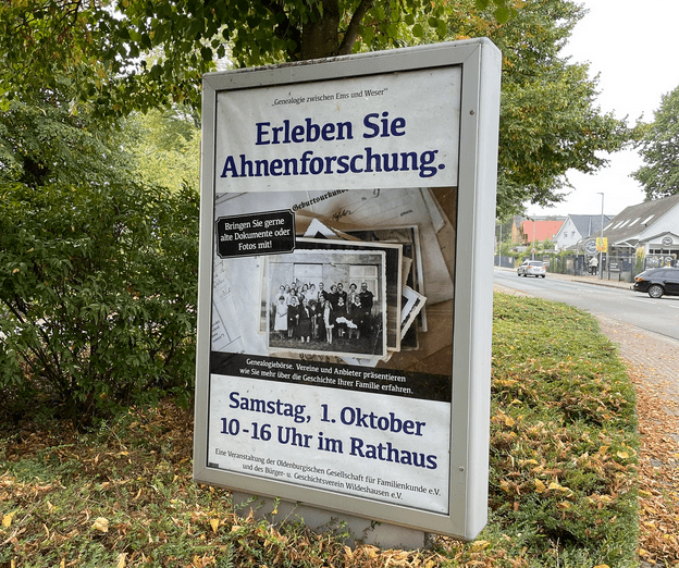 Plakat zur Genealogiebörse am 1. Oktober 2022 in Wildeshausen