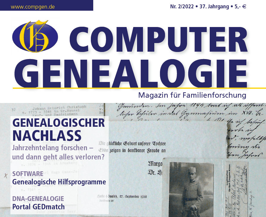 Genealogischer Nachlass war ein Thema in der COMPUTERGENEALOGIE 2/2022