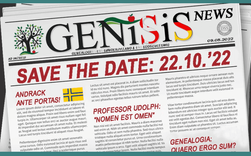 Werbung für "GENiSiS" - Deutsch-dänischer Familienforschertag in Flensburg 