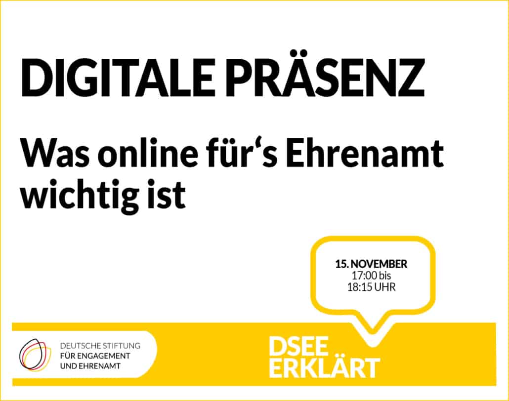 Online-Seminar der DSEE fürs Ehrenamt zu Digitaler Präsenz