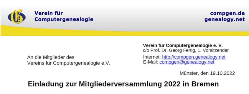 CompGen Einladung zur Mitgliederversammlung 2022