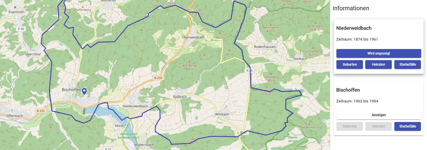 in LAGIS Hessen geht Standesamtssuche über die Karte