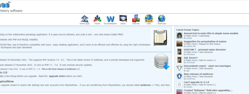 Infos zum Genealogieprogramm webtrees