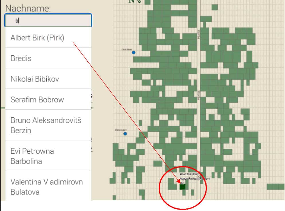 Ein Lageplan zur Datenbank zu estnischen Gräbern auf der russischen Seite der Grenze