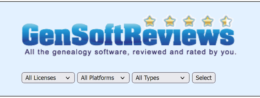 Software-Reviews für Genealogie-Programme auf der GenSoftReviews-Webseite