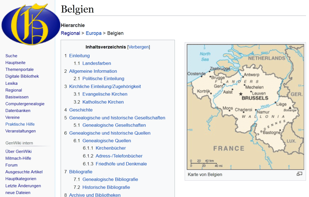 Einstieg zur Genealogie-Forschung in Belgien im GenWiki