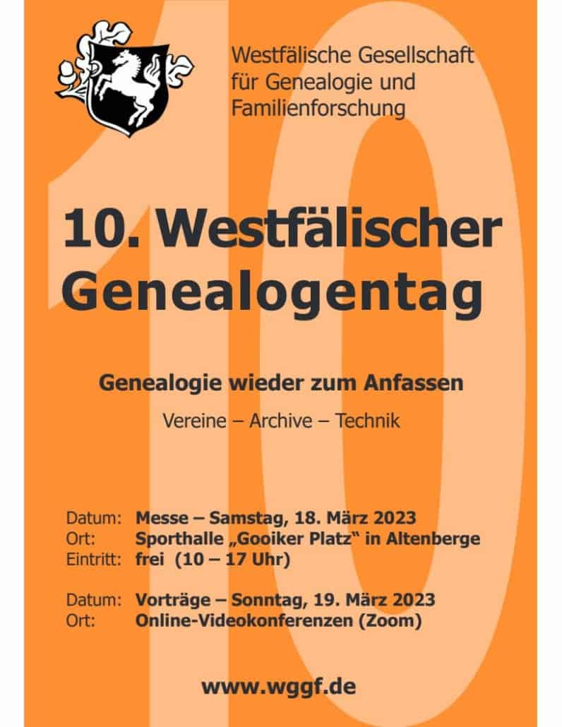 Broschüre: 10. Westfälischer Genealogentag in Altenberge