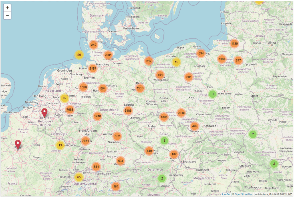 Orte in der „Bibliographie historischer Adressbücher“