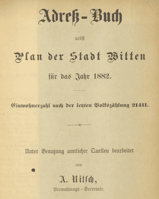 Digitalisiert: Adressbuch der Stadt Witten 1882