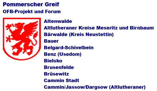 Liste der Online-Ortsfamilienbücher des Pommerschen Greif