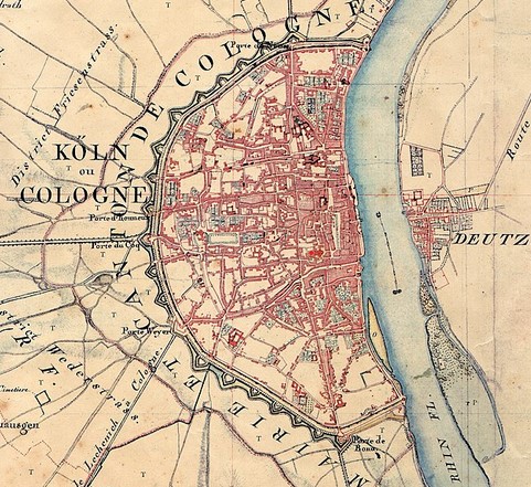 Ausschnitt  aus der Tranchot-Karte von Köln 1807/1808
