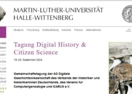 Tagung Digial History u. Citizen Science - 19. bis 22. September 2024 in Halle
