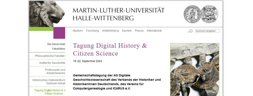 Tagung Digial History u. Citizen Science - 19. bis 22. September 2024 in Halle